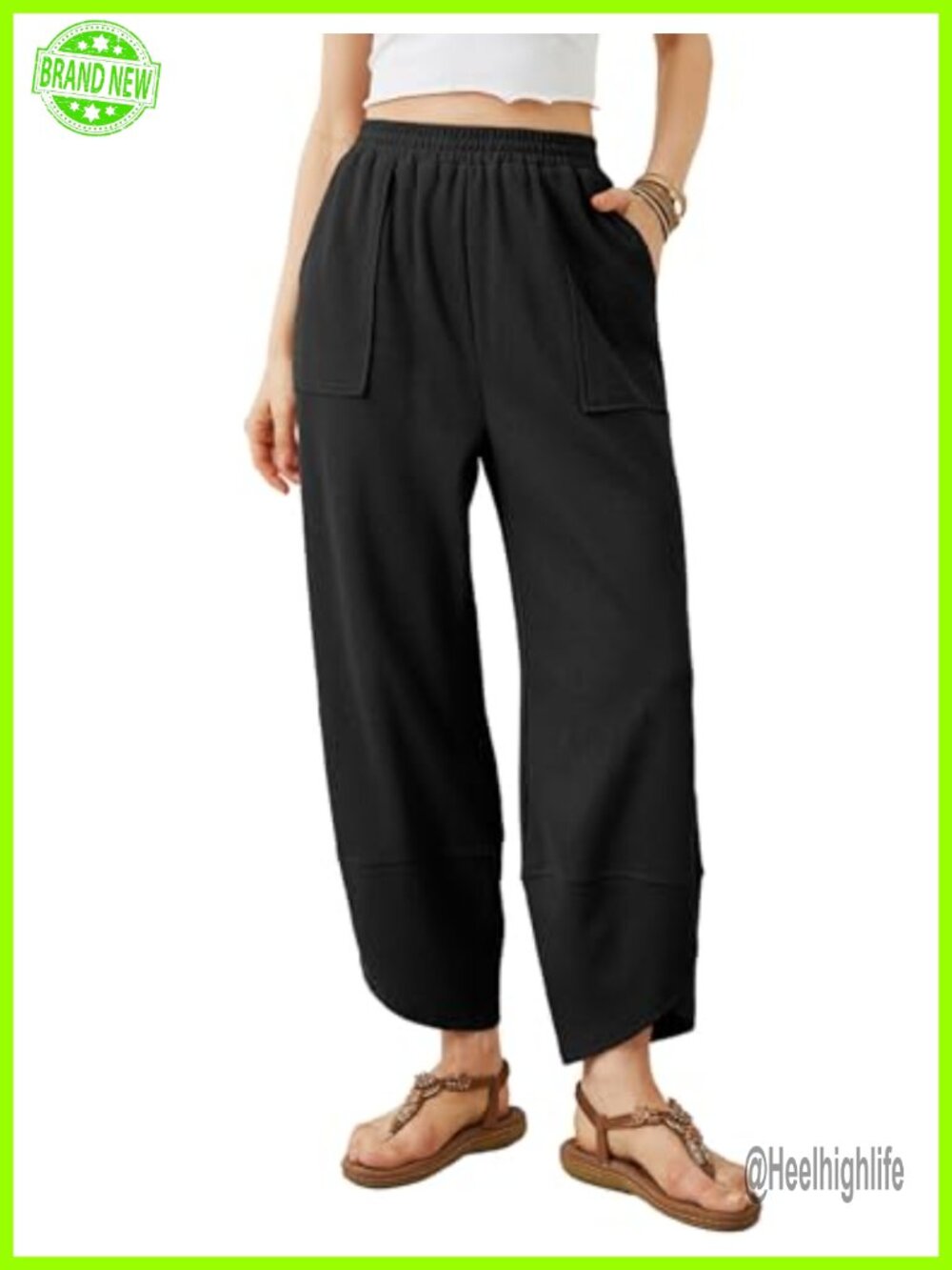 Xiaoxuemeng Womens Baggy Wide Leg Harem Pants Elastic Waist Casual